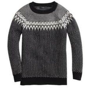 J.Crew 100% Merino Wool Fair Isle b&w sweater